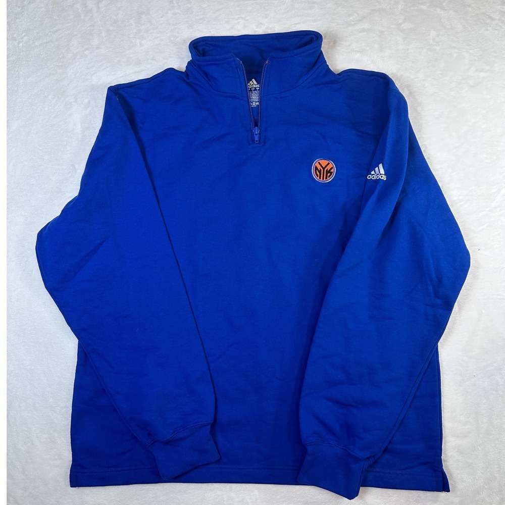 Adidas New York Knicks Mens Medium Blue Quarter Zip Pullover Sweatshirt New